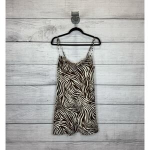 Gilli Women's Cream & Brown Zebra Wild Printed Mini Dress Size Small